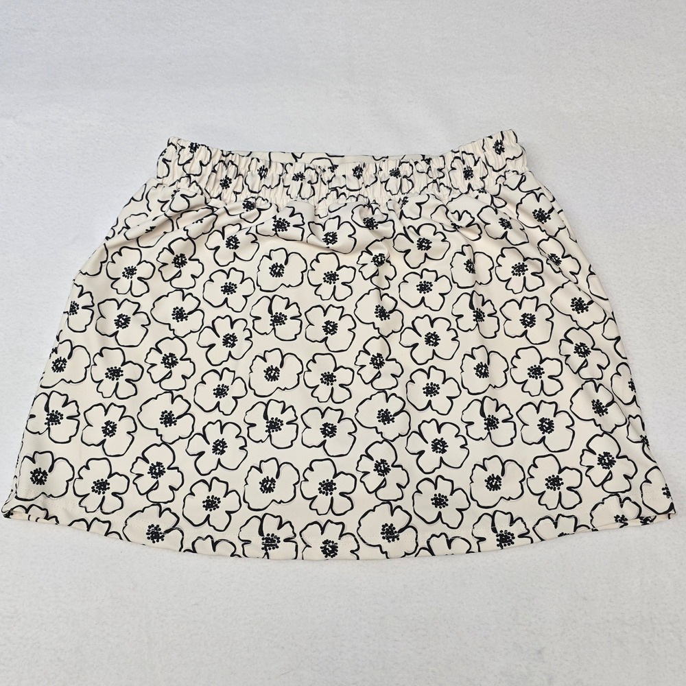 Jess Lea Womens Floral Athletic Skort Cream Black Drawstring Pockets Size Medium - Picture 6 of 8